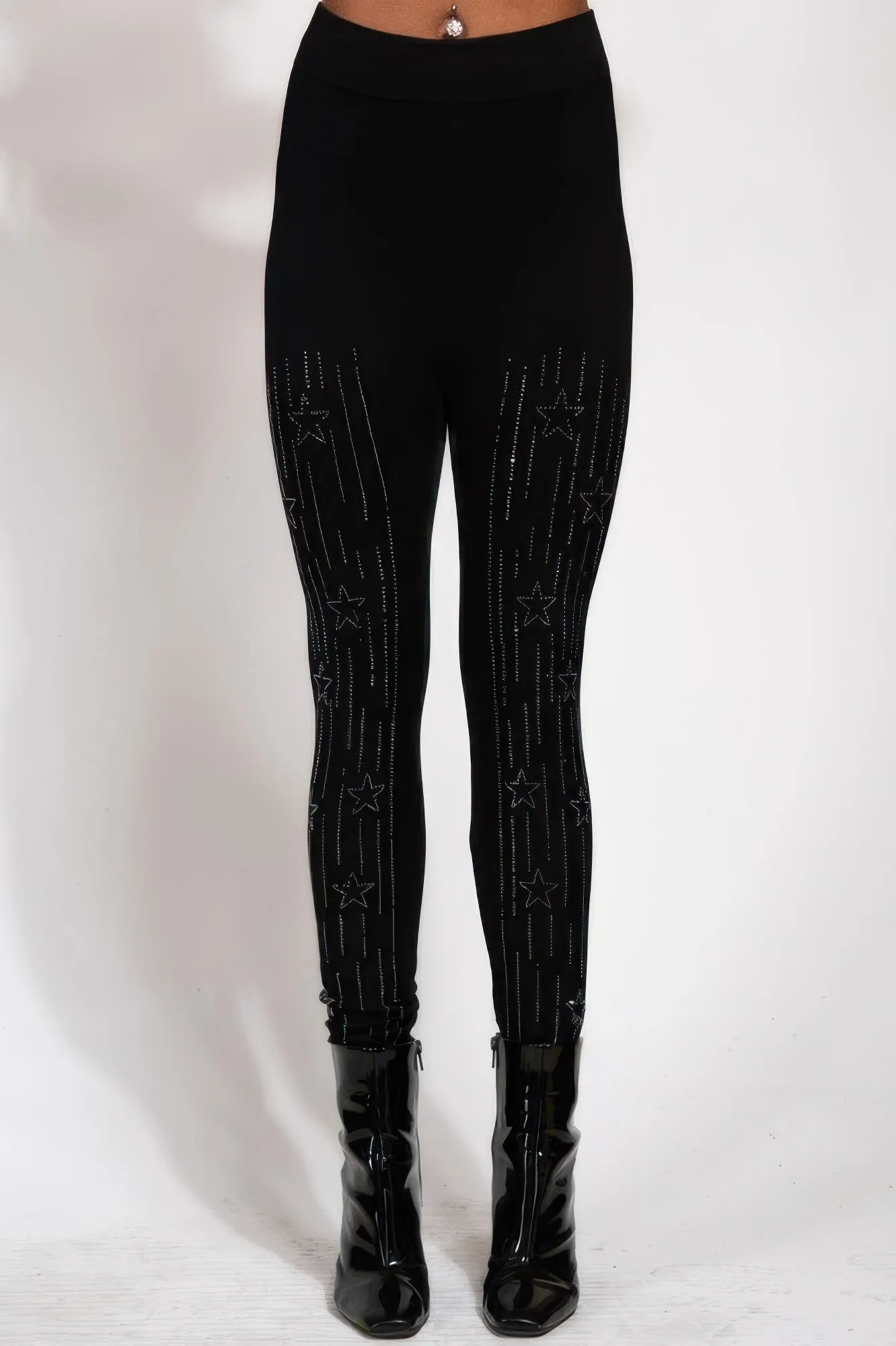 Star Design Crystal Studded High Waisted Leggings sold by Gigi Laurent