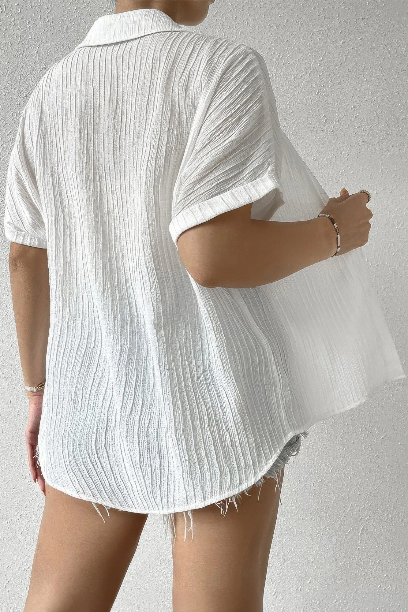 Button Down Lapel Pockets Loose Solid Shirt sold by Gigi Laurent product image thumbnail 4