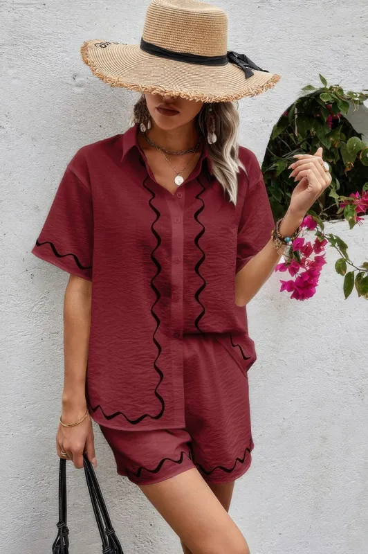 Two Piece Button Down Short Sleeve Outfits Sets sold by Gigi Laurent