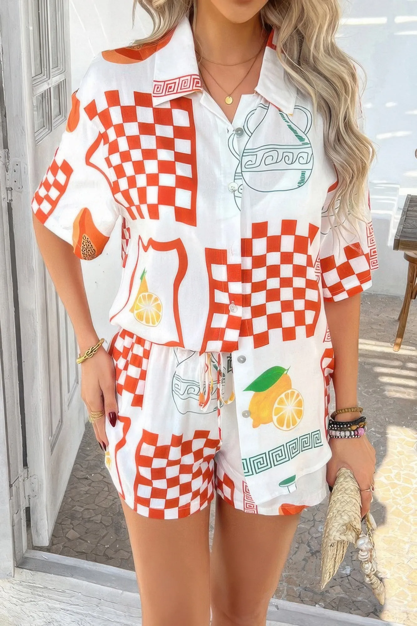 Two Pieces All Over Print Button Down Short Sets sold by Gigi Laurent product image thumbnail 4