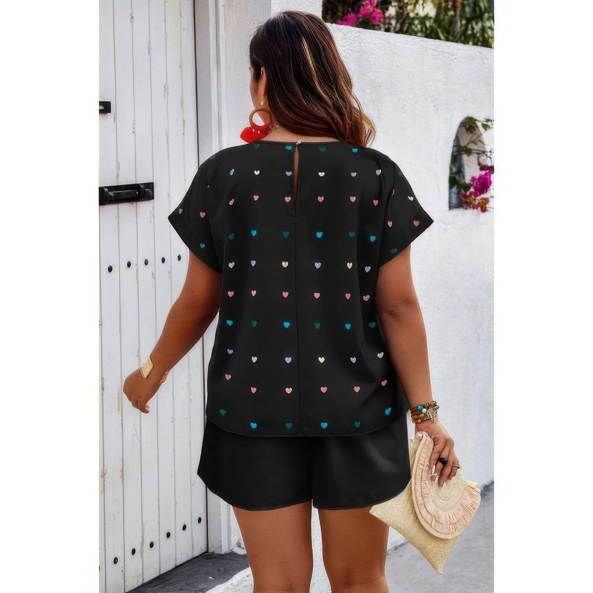 Plus Size Heart Print Drawstring Waist Sets sold by Gigi Laurent product image thumbnail 4