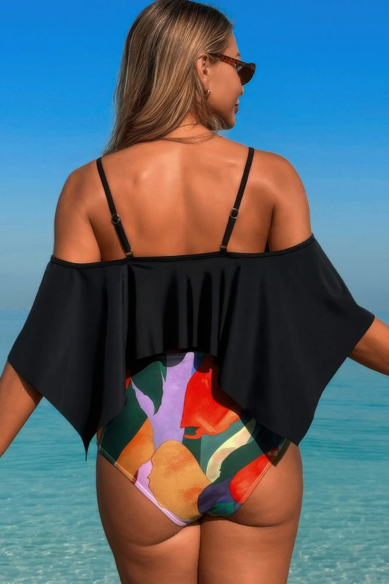 Ruffle Top High Waisted Bottom Tankini Swimsuit sold by Gigi Laurent product image thumbnail 4