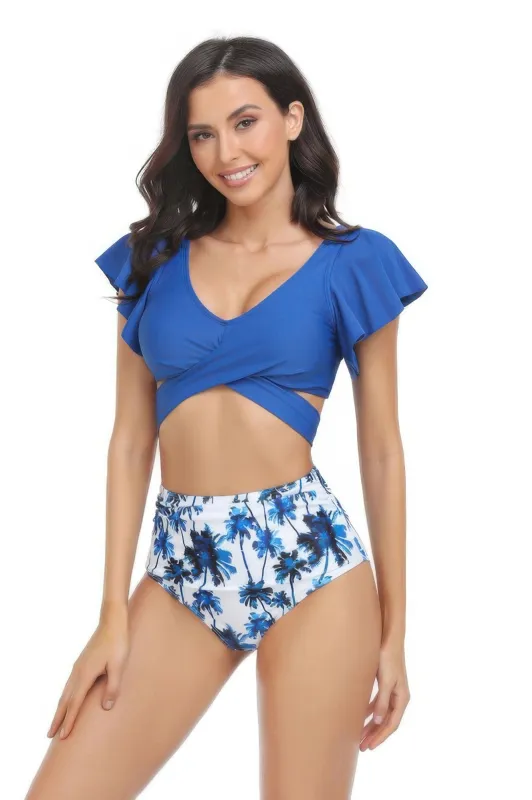 Two Pieces Sport Bra High Waist Ruffle Swimsuit sold by Gigi Laurent