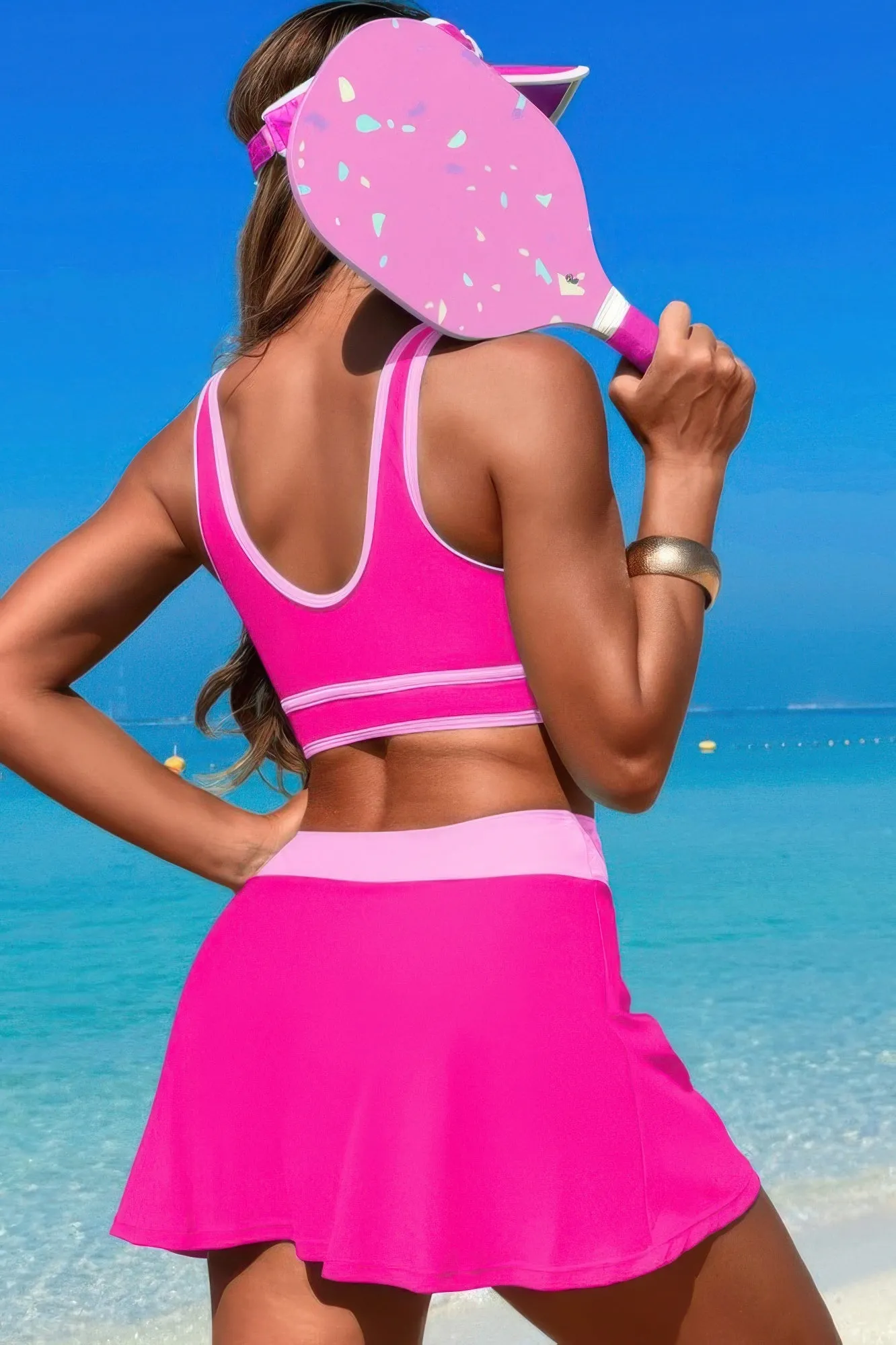 Color Block Two Pieces High Waisted Skirt Swimsuit sold by Gigi Laurent product image thumbnail 3