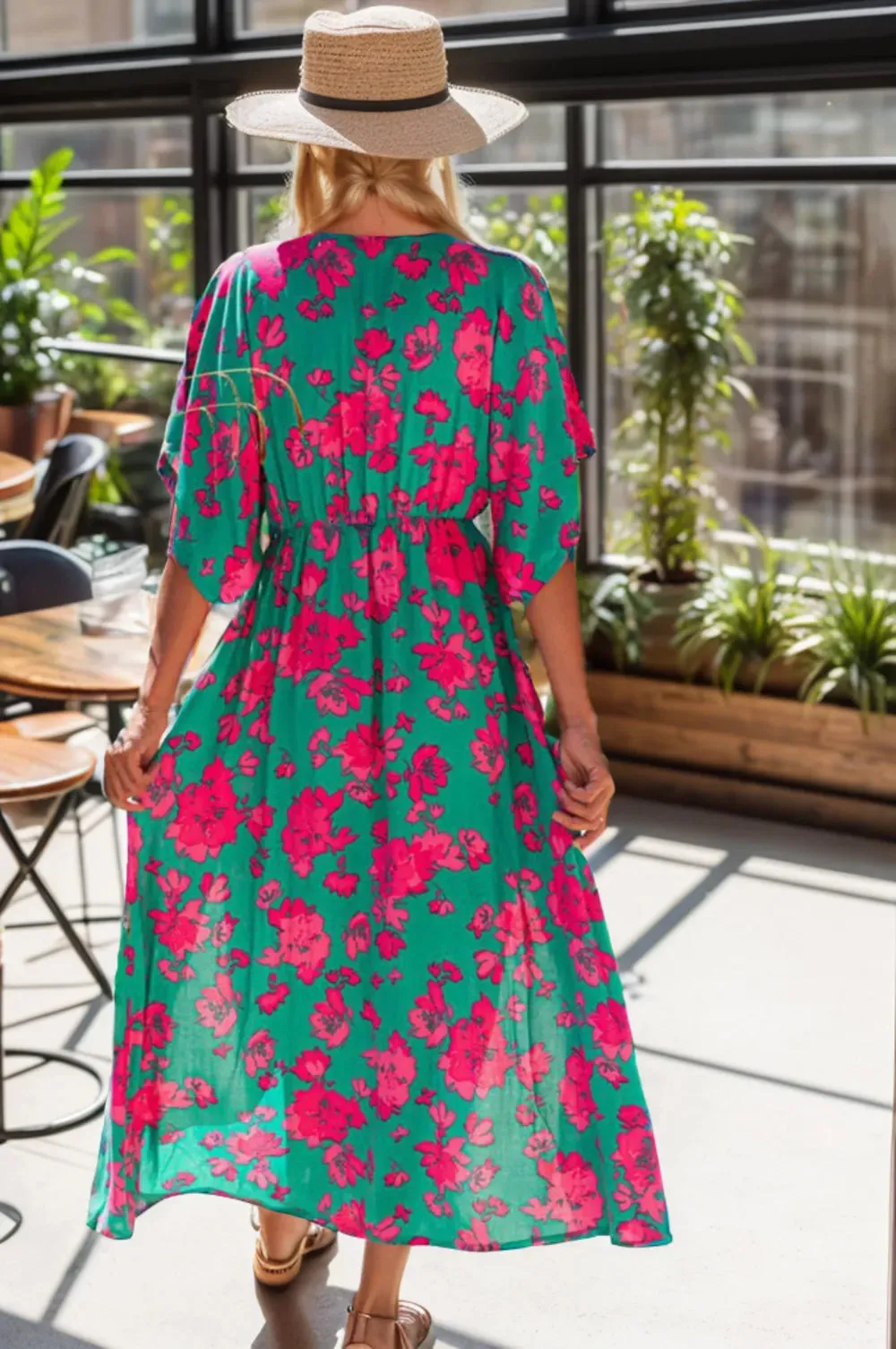 Printed V-Neck Midi Slit Dress sold by Gigi Laurent product image thumbnail 3