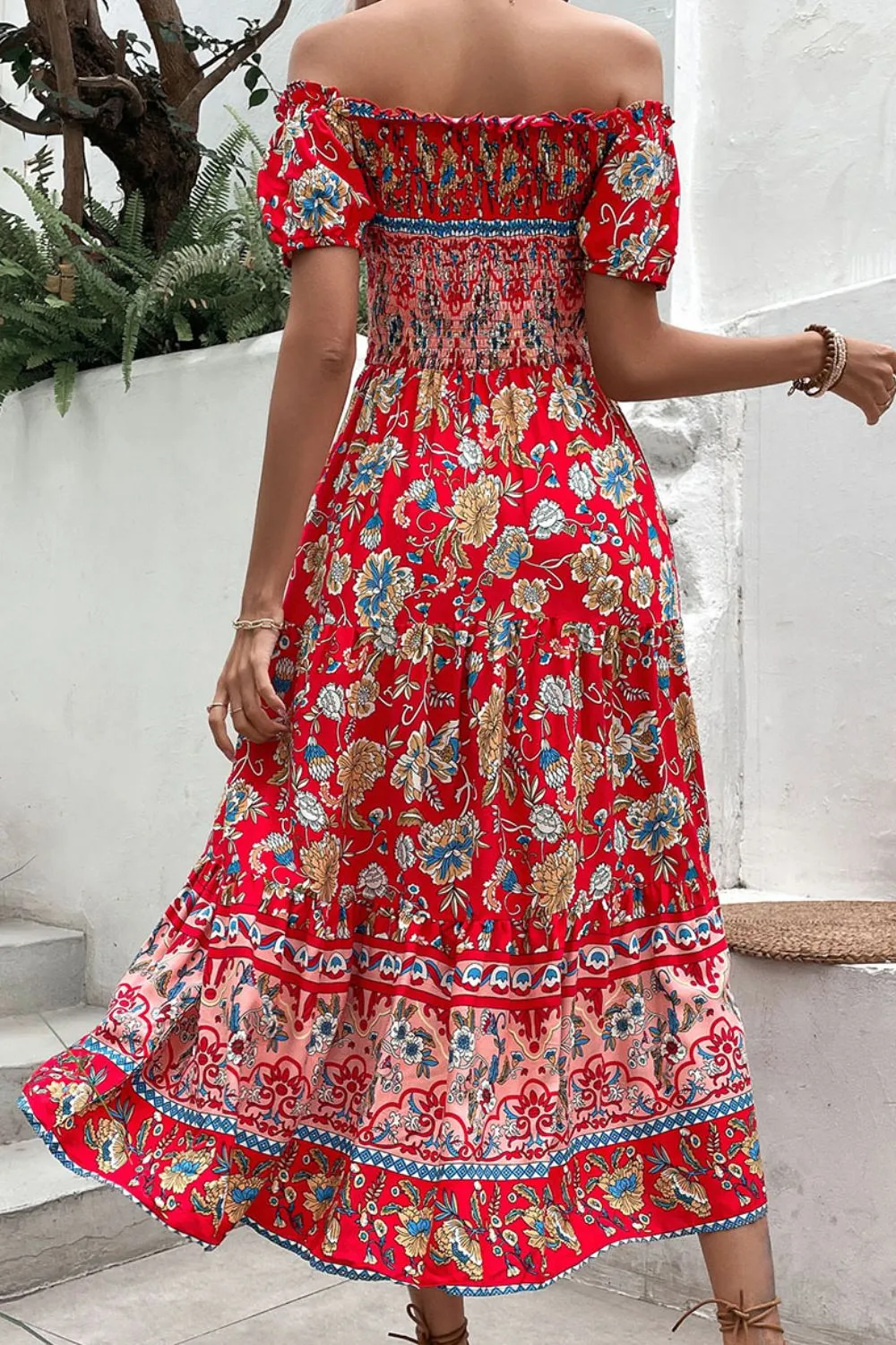 Perfee Floral Off-Shoulder Smocked Midi Dress sold by Gigi Laurent product image thumbnail 2