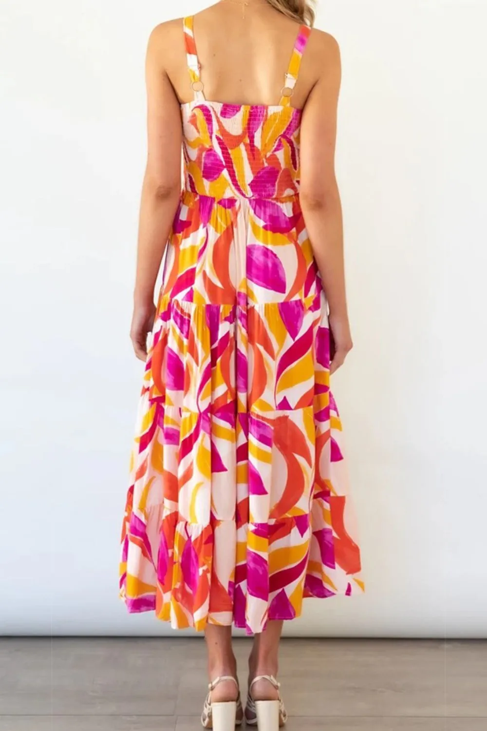 Printed Smocked Square Neck Tiered Sleeveless Dress sold by Gigi Laurent product image thumbnail 2
