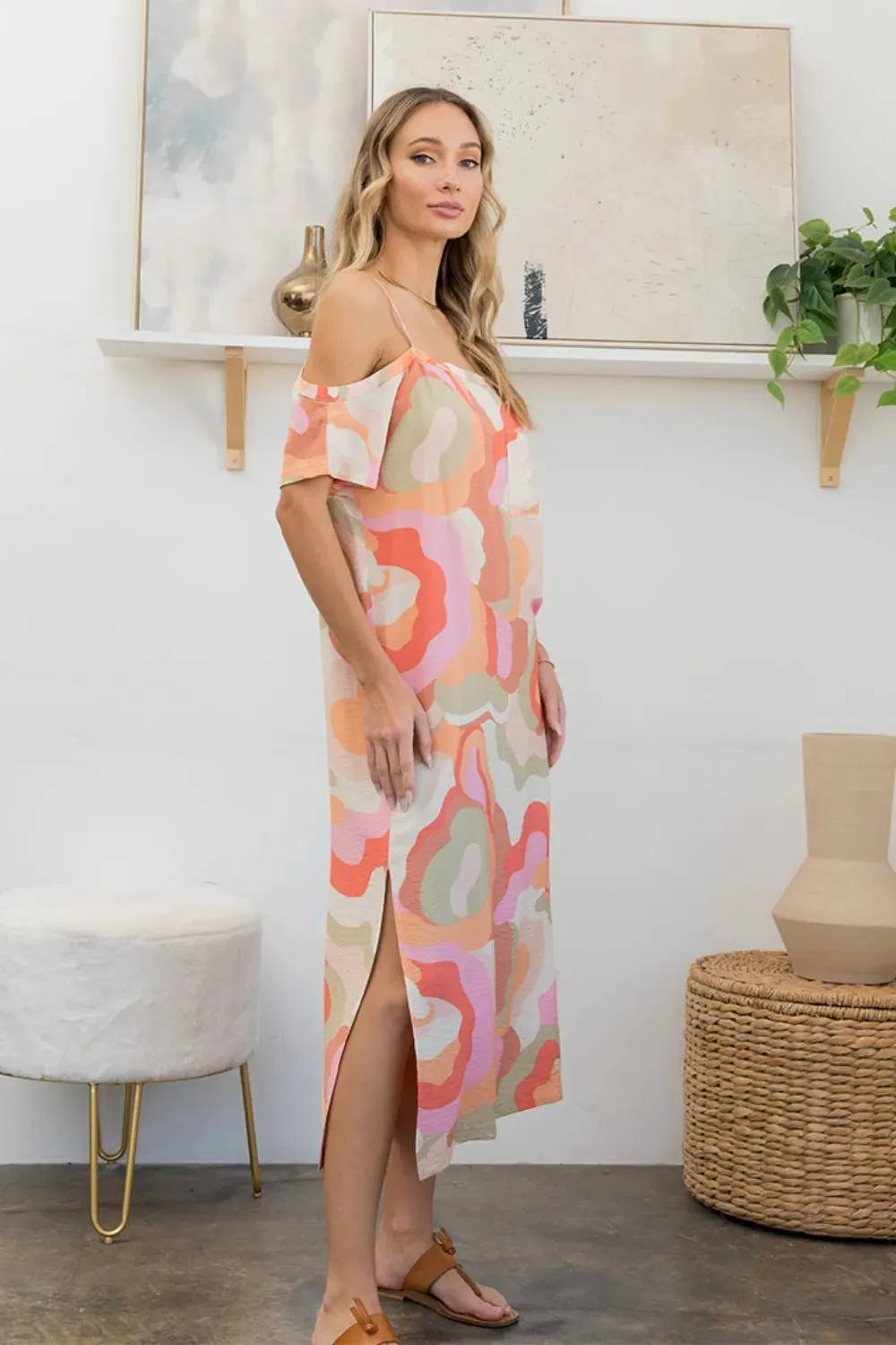 Sew In Love Full Size Printed Side Slit Midi Dress sold by Gigi Laurent product image thumbnail 4