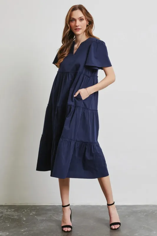 HEYSON Full Size Cotton Poplin Ruffled Tiered Midi Dress sold by Gigi Laurent