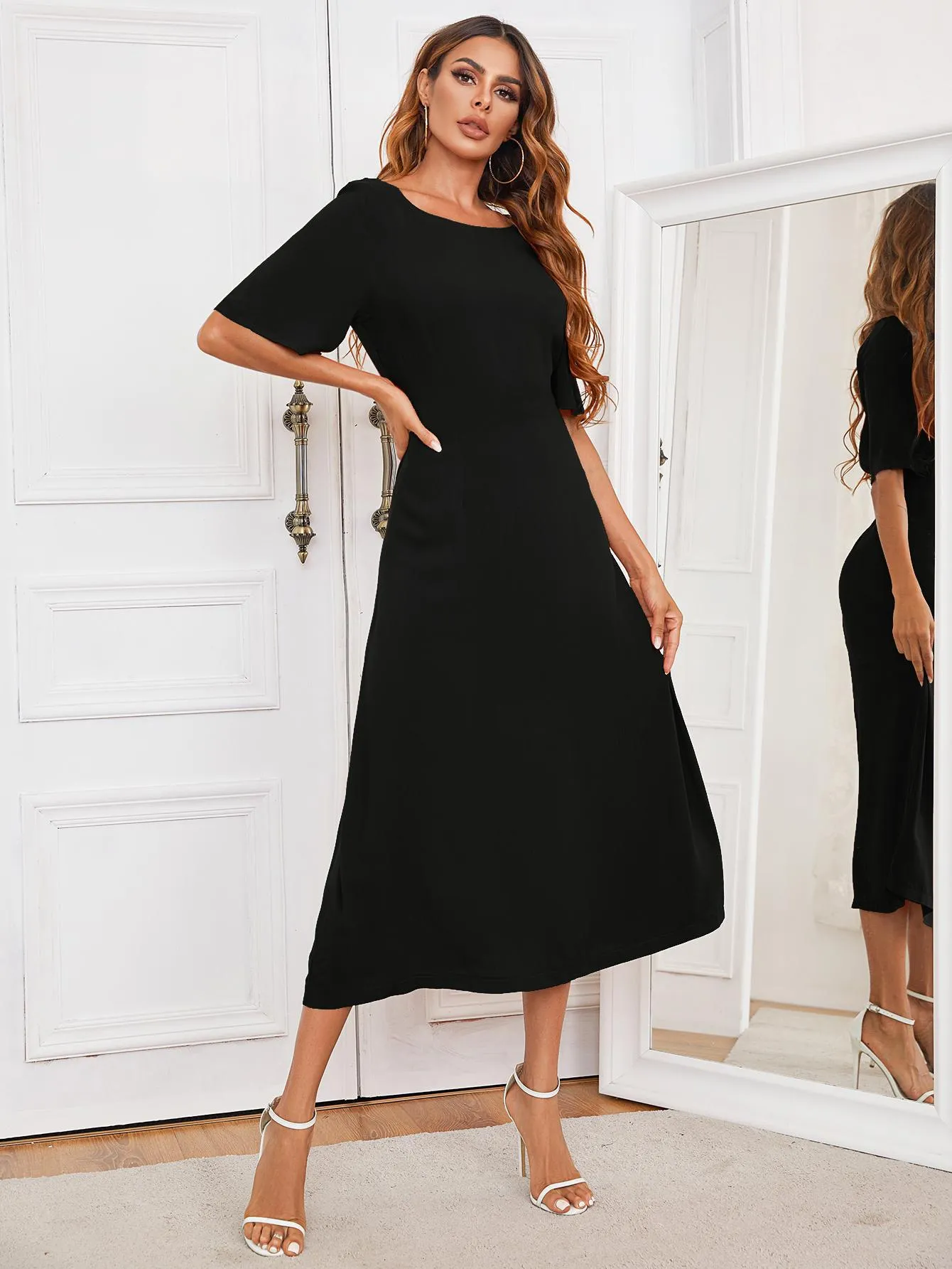 Round Neck Cutout Half Sleeve Dress sold by Gigi Laurent