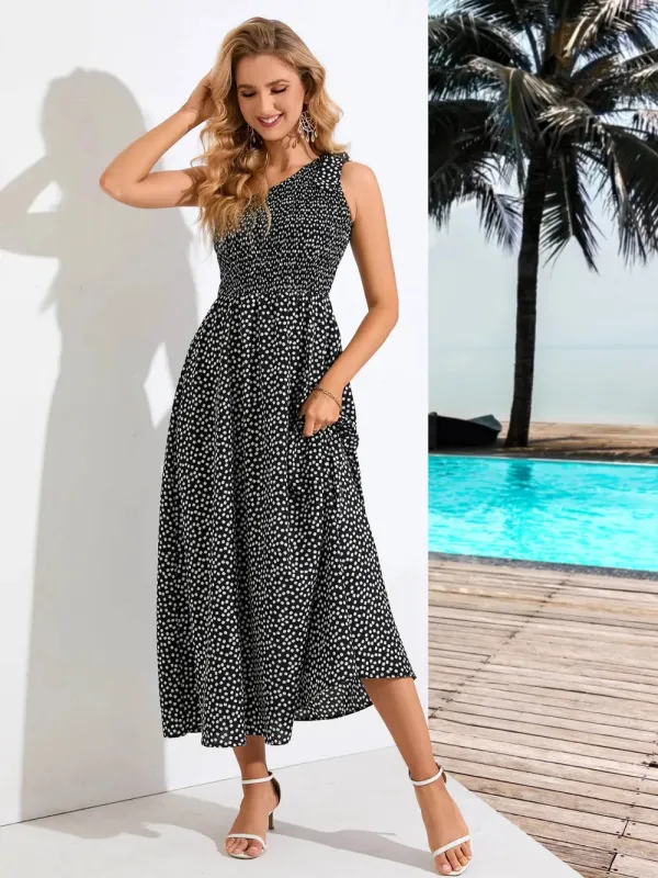Printed Single Shoulder Midi Dress sold by Gigi Laurent