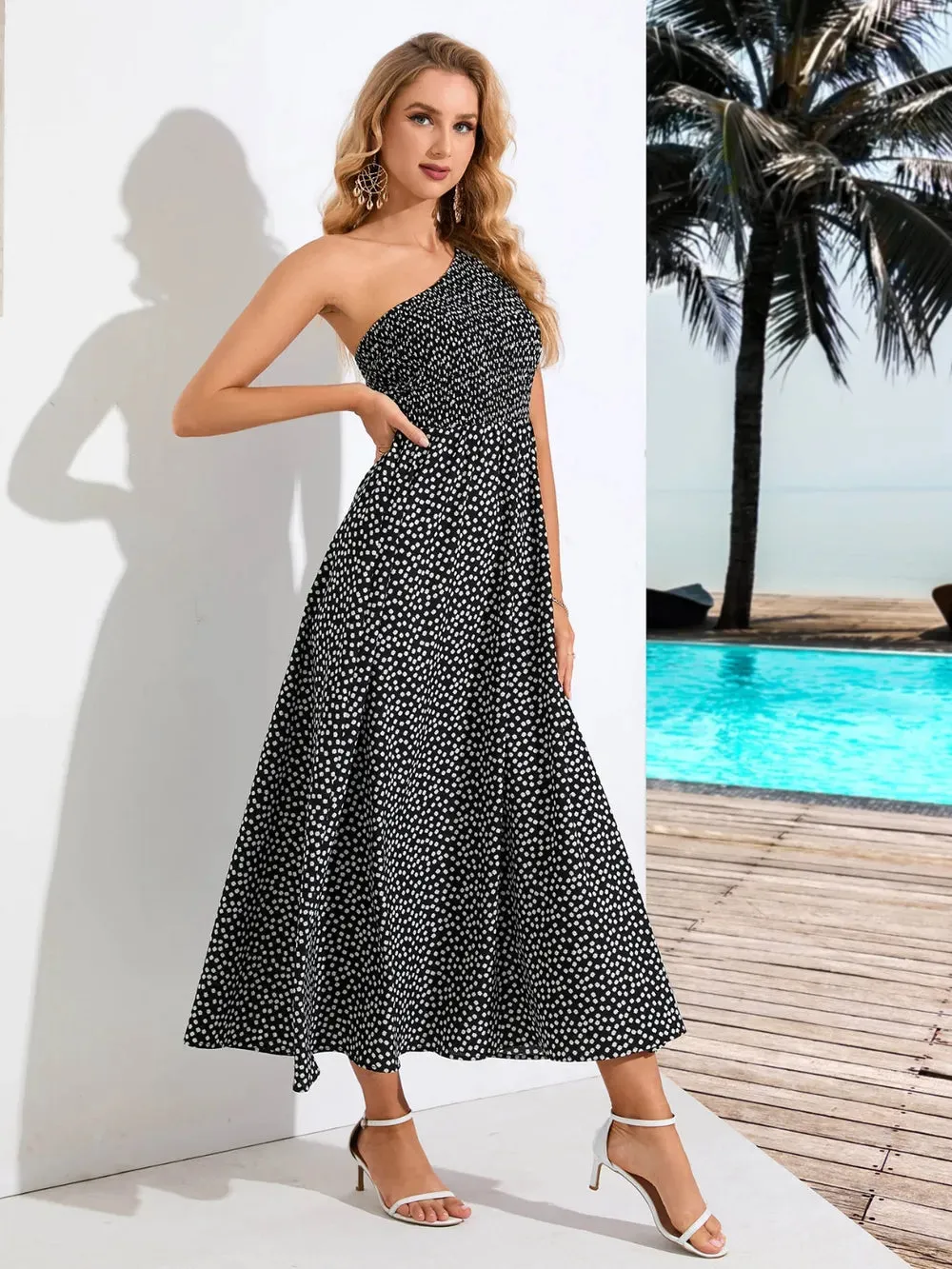 Printed Single Shoulder Midi Dress sold by Gigi Laurent product image thumbnail 4