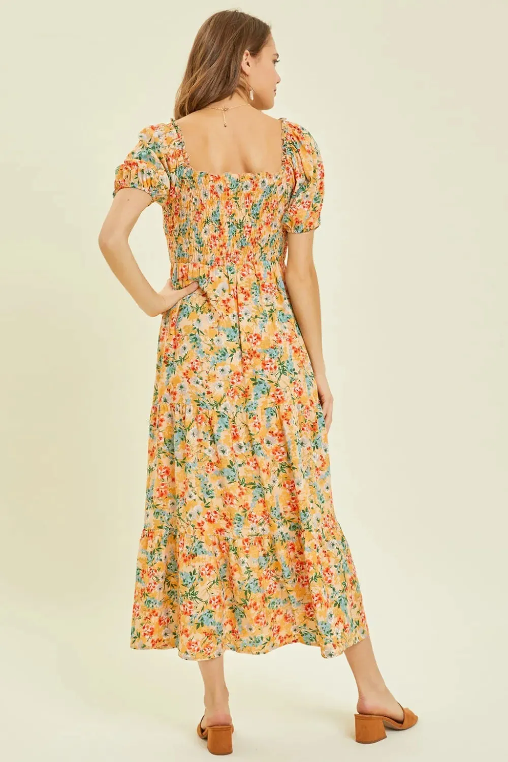 HEYSON Full Size Floral Smocked Tiered Midi Dress sold by Gigi Laurent product image thumbnail 2