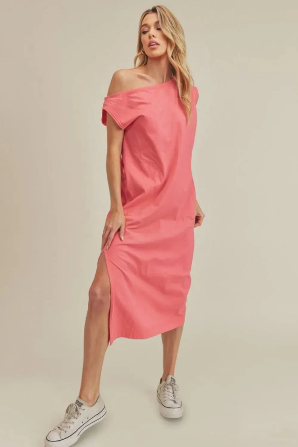 Aemi + Co Side Slit Round Neck Sleeveless Midi Dress sold by Gigi Laurent