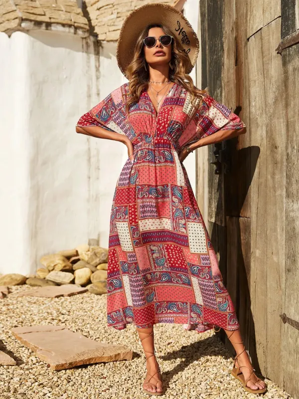 Printed Half Sleeve Midi Dress sold by Gigi Laurent