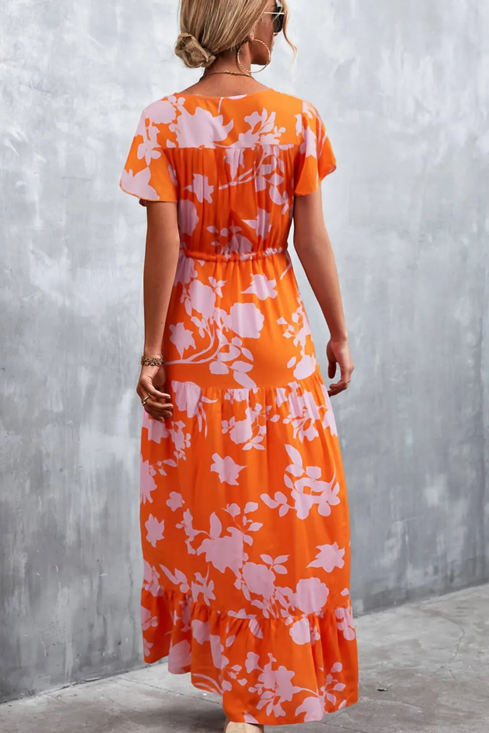 Floral Buttoned Drawstring Waist Tiered Dress sold by Gigi Laurent product image thumbnail 2