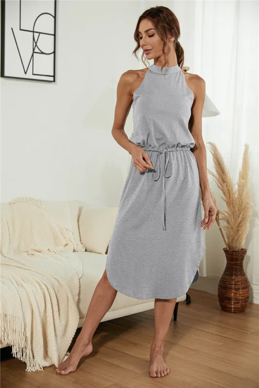 Drawstring Open Back Slit Sleeveless Dress sold by Gigi Laurent