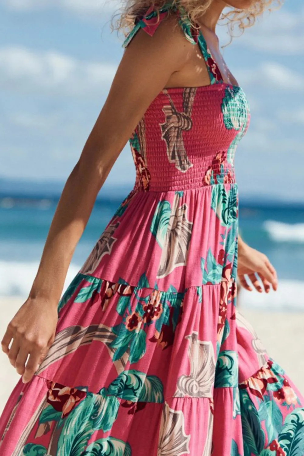 Floral Smocked Tie-Shoulder Tiered Dress sold by Gigi Laurent product image thumbnail 3