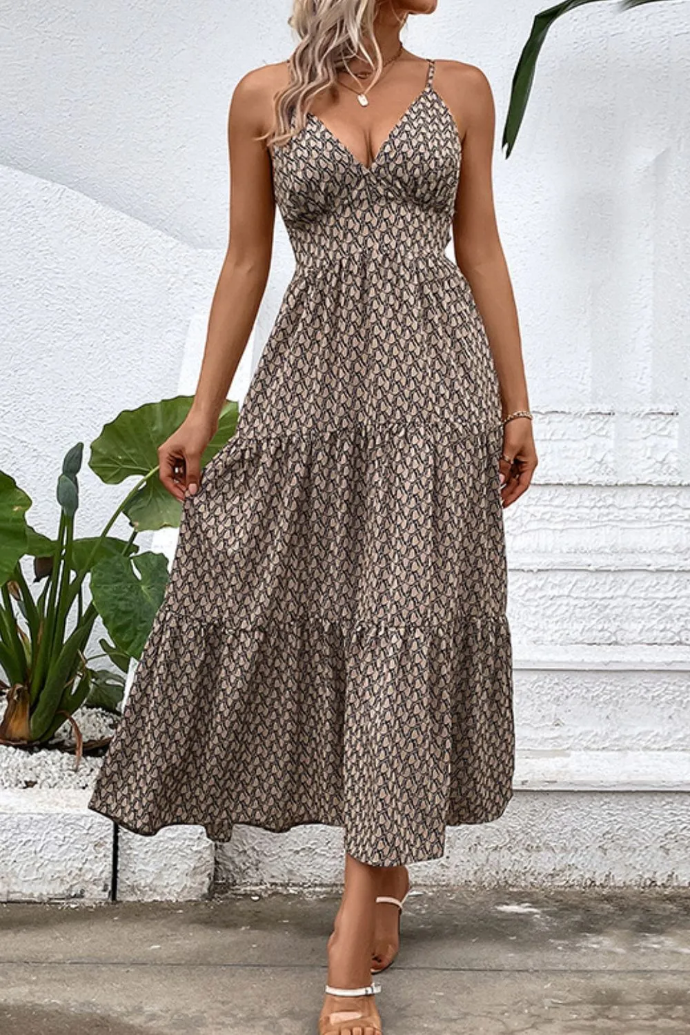 Perfee Printed Spaghetti Strap Tie Back Dress sold by Gigi Laurent product image thumbnail 3