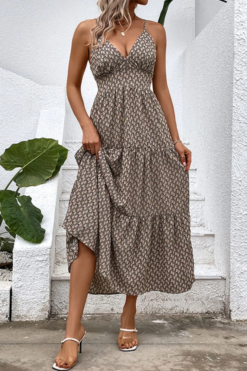 Perfee Printed Spaghetti Strap Tie Back Dress sold by Gigi Laurent product image thumbnail 4