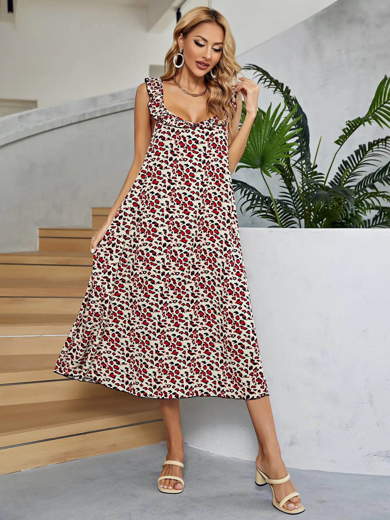 Printed Ruffled Sleeveless Midi Dress sold by Gigi Laurent product image thumbnail 5