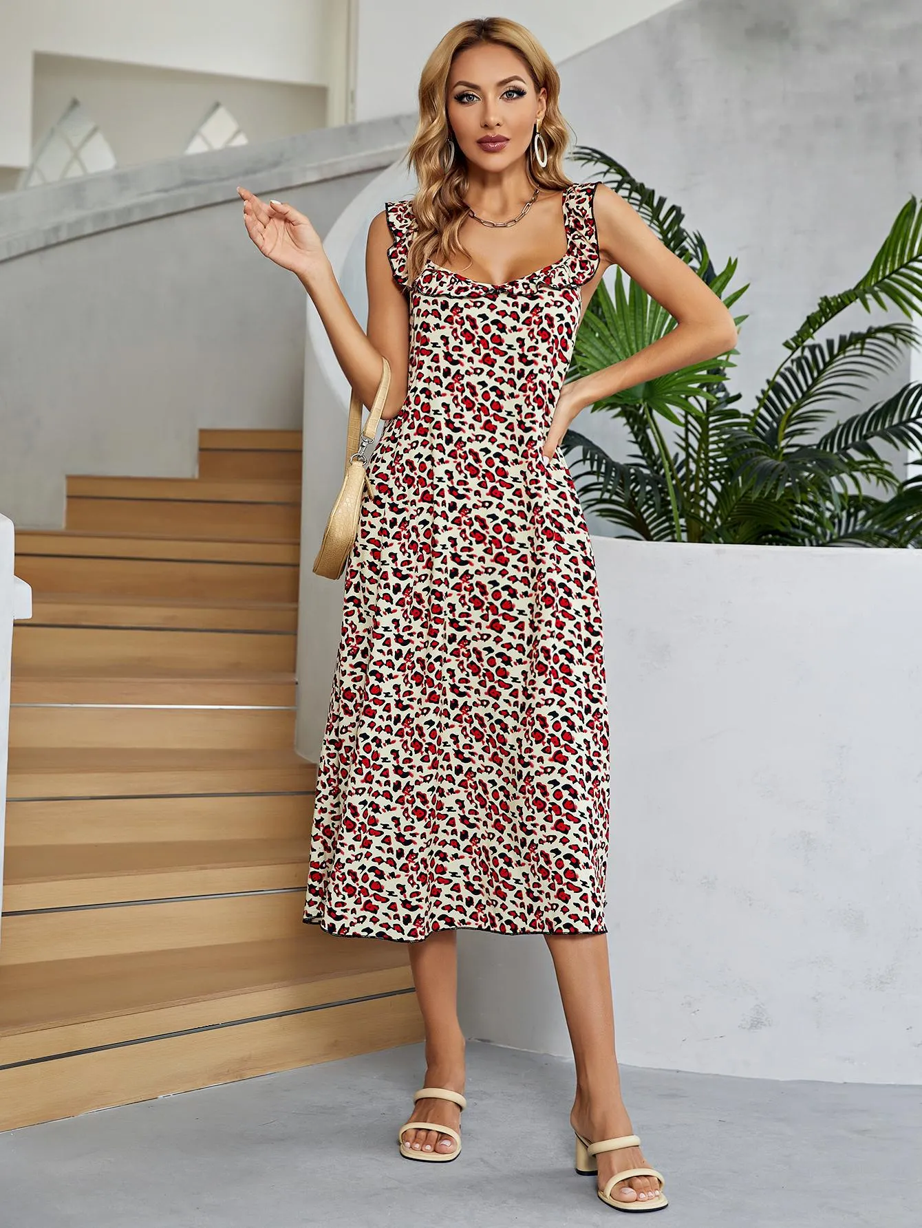 Printed Ruffled Sleeveless Midi Dress sold by Gigi Laurent product image thumbnail 4