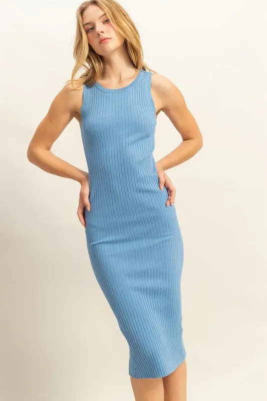 HYFVE Ribbed Round Neck Sleeveless Knit Midi Dress sold by Gigi Laurent