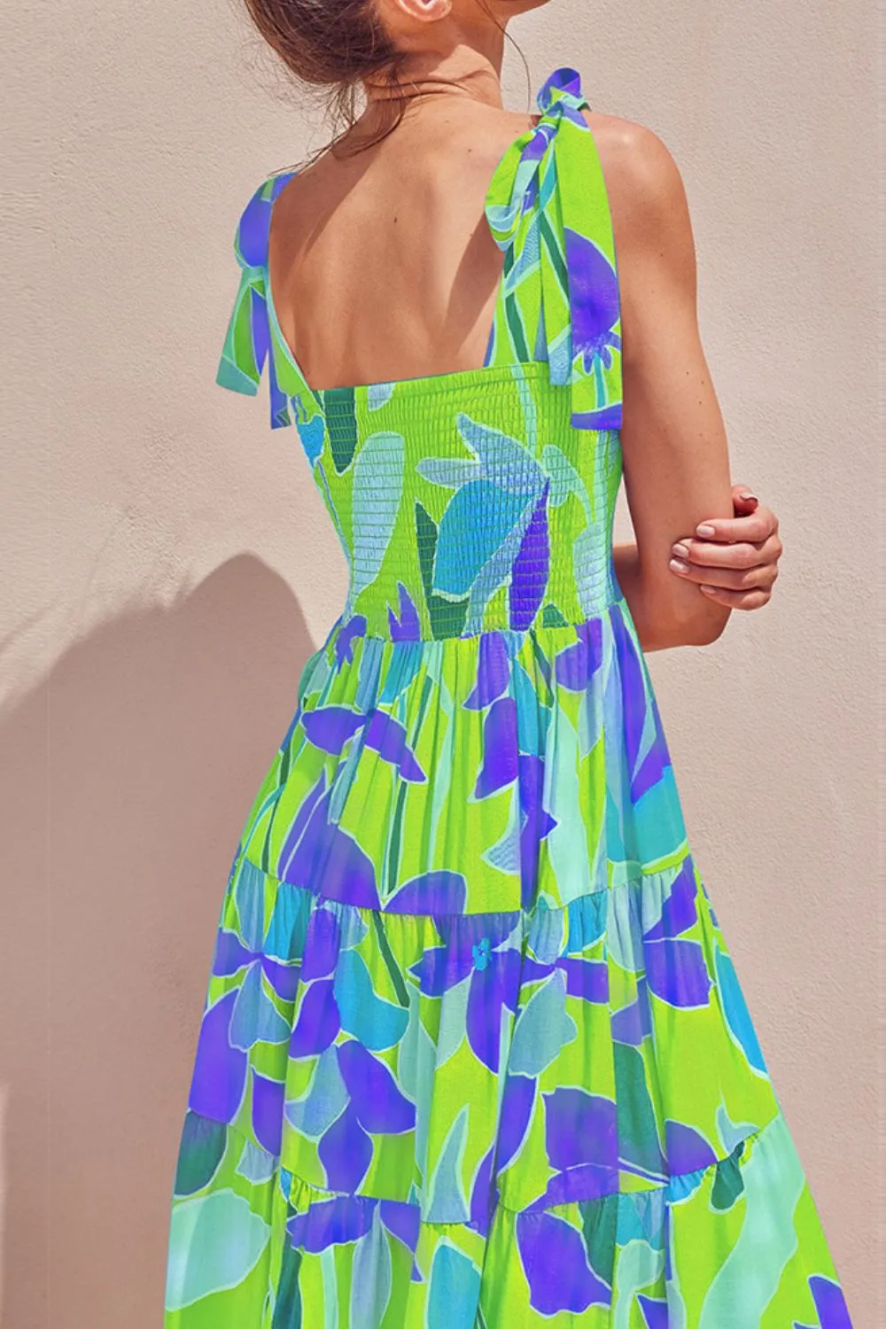 Floral Tie-Shoulder Smocked Midi Dress sold by Gigi Laurent product image thumbnail 2
