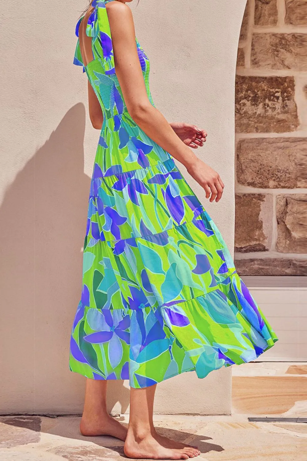 Floral Tie-Shoulder Smocked Midi Dress sold by Gigi Laurent product image thumbnail 3