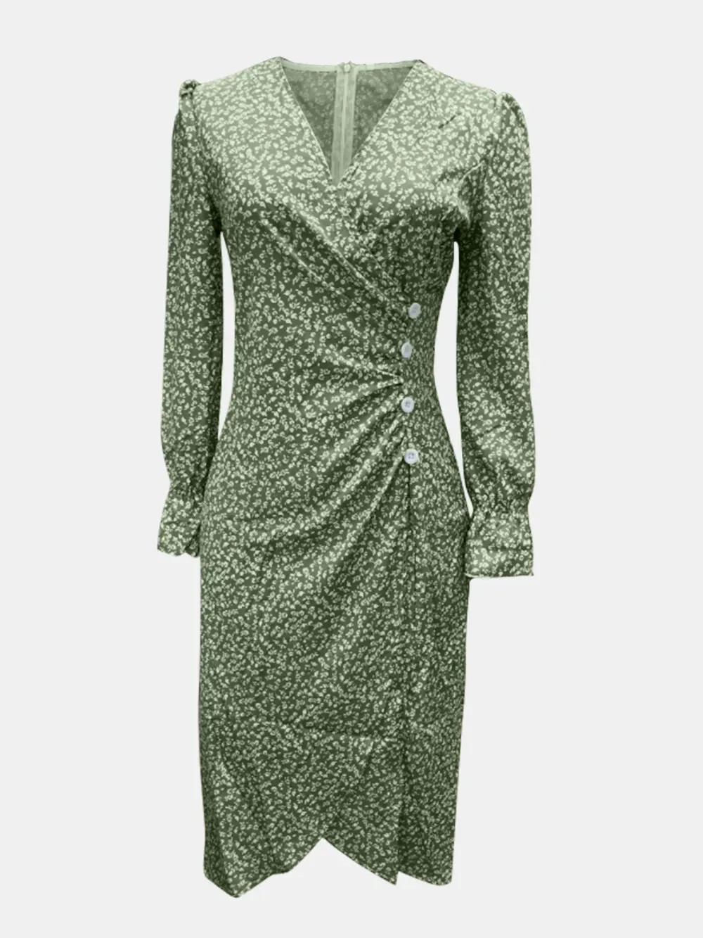 Full Size Printed Surplice Long Sleeve Midi Dress sold by Gigi Laurent product image thumbnail 2