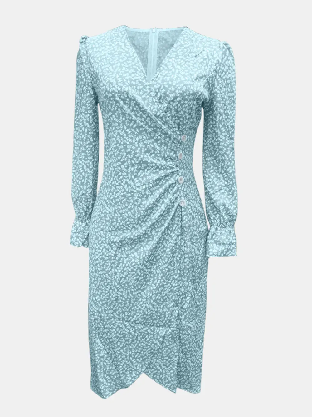 Full Size Printed Surplice Long Sleeve Midi Dress sold by Gigi Laurent product image thumbnail 5