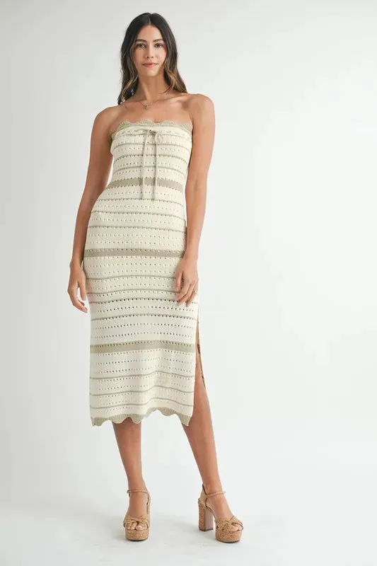 MABLE Contrast Striped Crochet Knit Midi Dress sold by Gigi Laurent product image thumbnail 4