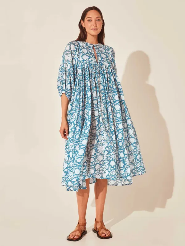 Floral Tie Neck Lantern Sleeve Dress sold by Gigi Laurent