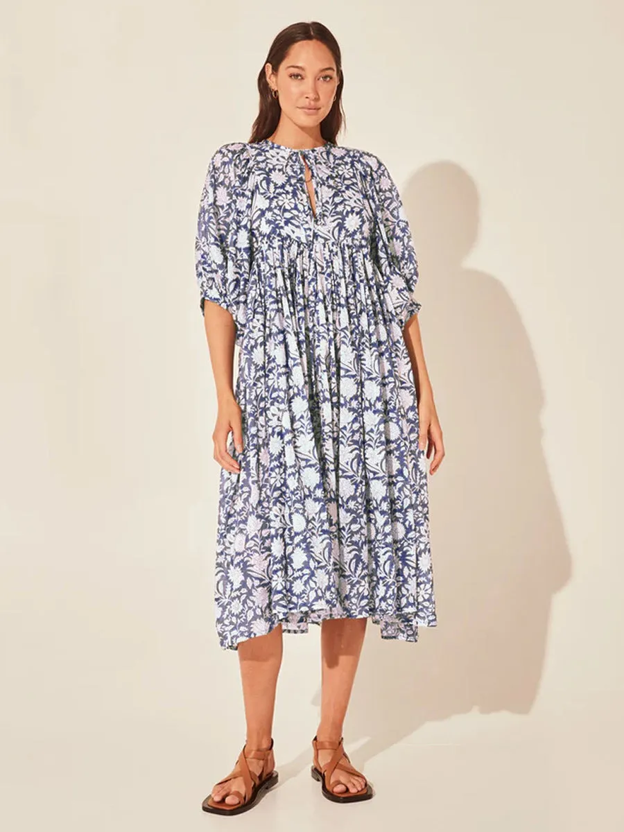 Floral Tie Neck Lantern Sleeve Dress sold by Gigi Laurent product image thumbnail 4