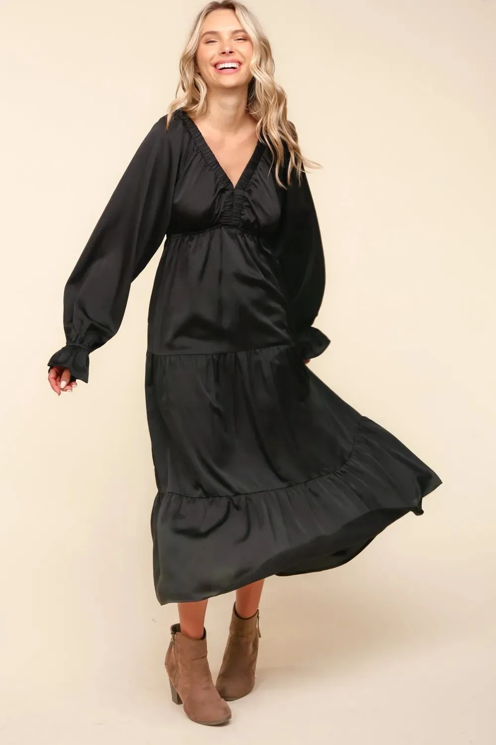 Haptics Flounce Sleeve Tiered Midi Dress with Pockets sold by Gigi Laurent product image thumbnail 4