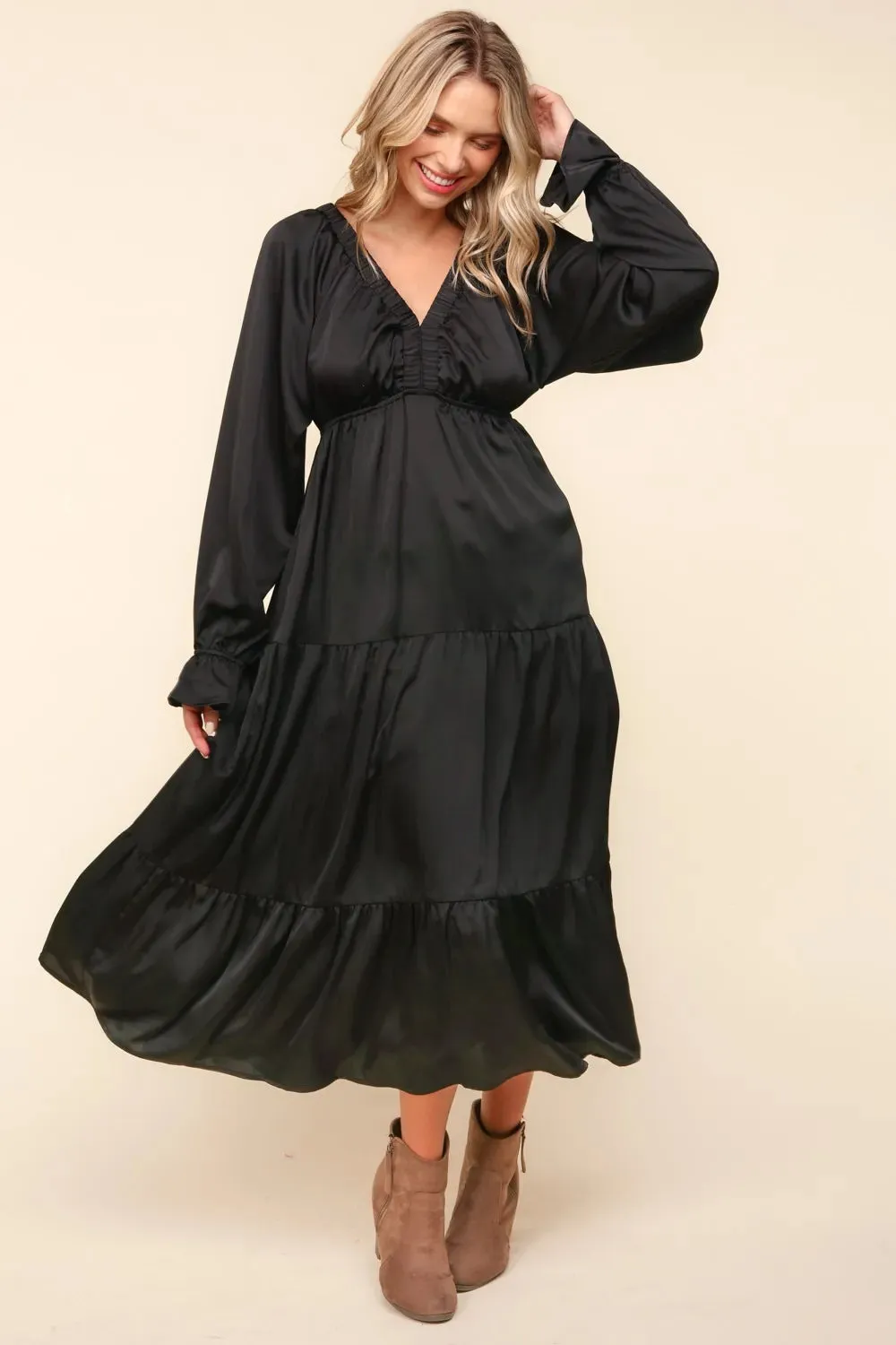 Haptics Flounce Sleeve Tiered Midi Dress with Pockets sold by Gigi Laurent product image thumbnail 3
