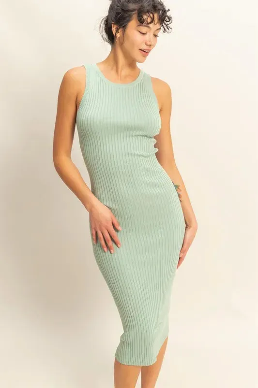 HYFVE Ribbed Round Neck Sleeveless Knit Midi Dress sold by Gigi Laurent
