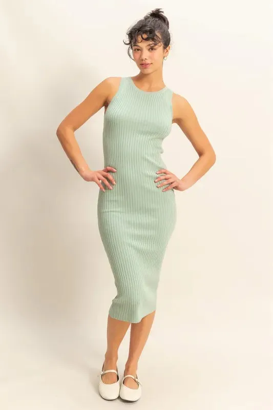 HYFVE Ribbed Round Neck Sleeveless Knit Midi Dress sold by Gigi Laurent product image thumbnail 4