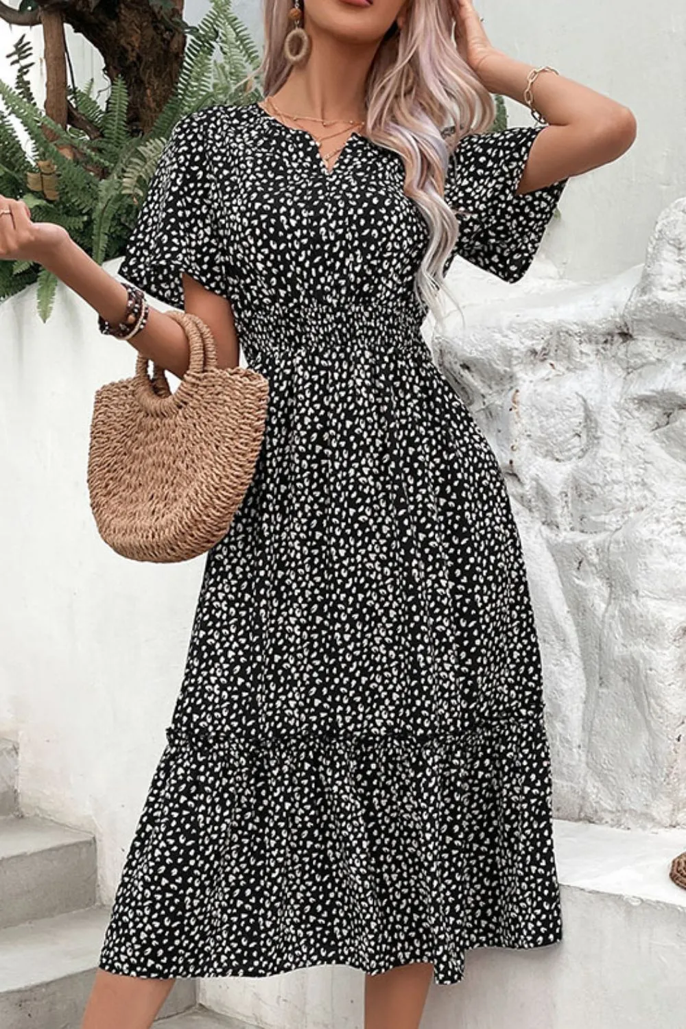 Perfee Leopard Print Short Sleeve Midi Dress sold by Gigi Laurent product image thumbnail 4
