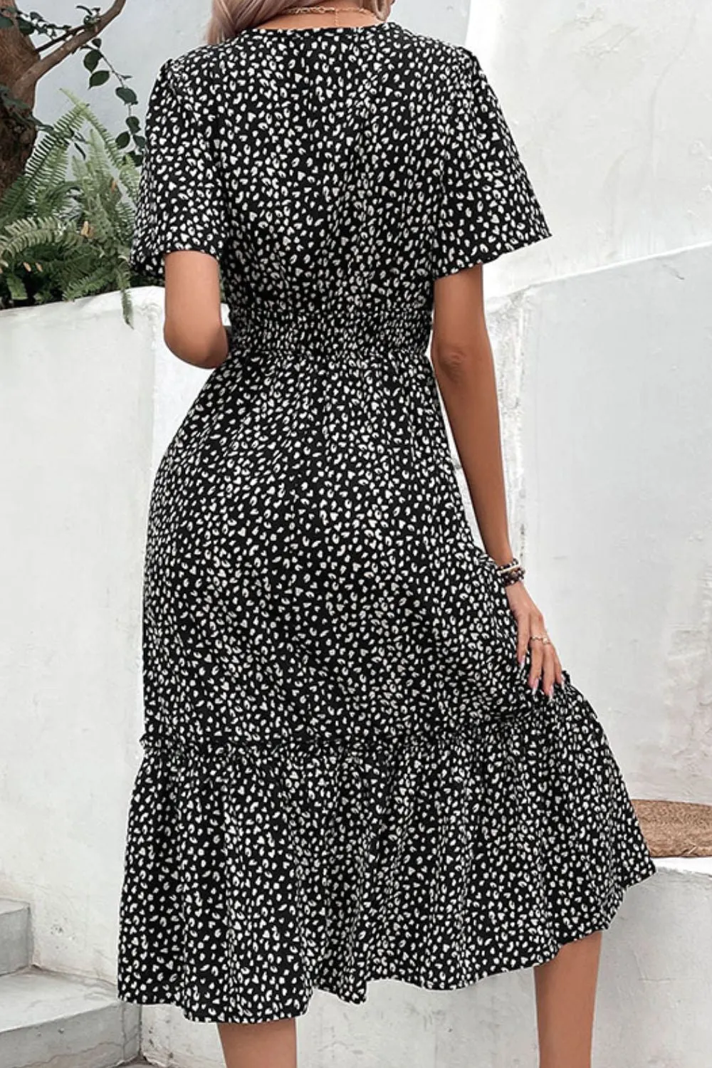 Perfee Leopard Print Short Sleeve Midi Dress sold by Gigi Laurent product image thumbnail 2