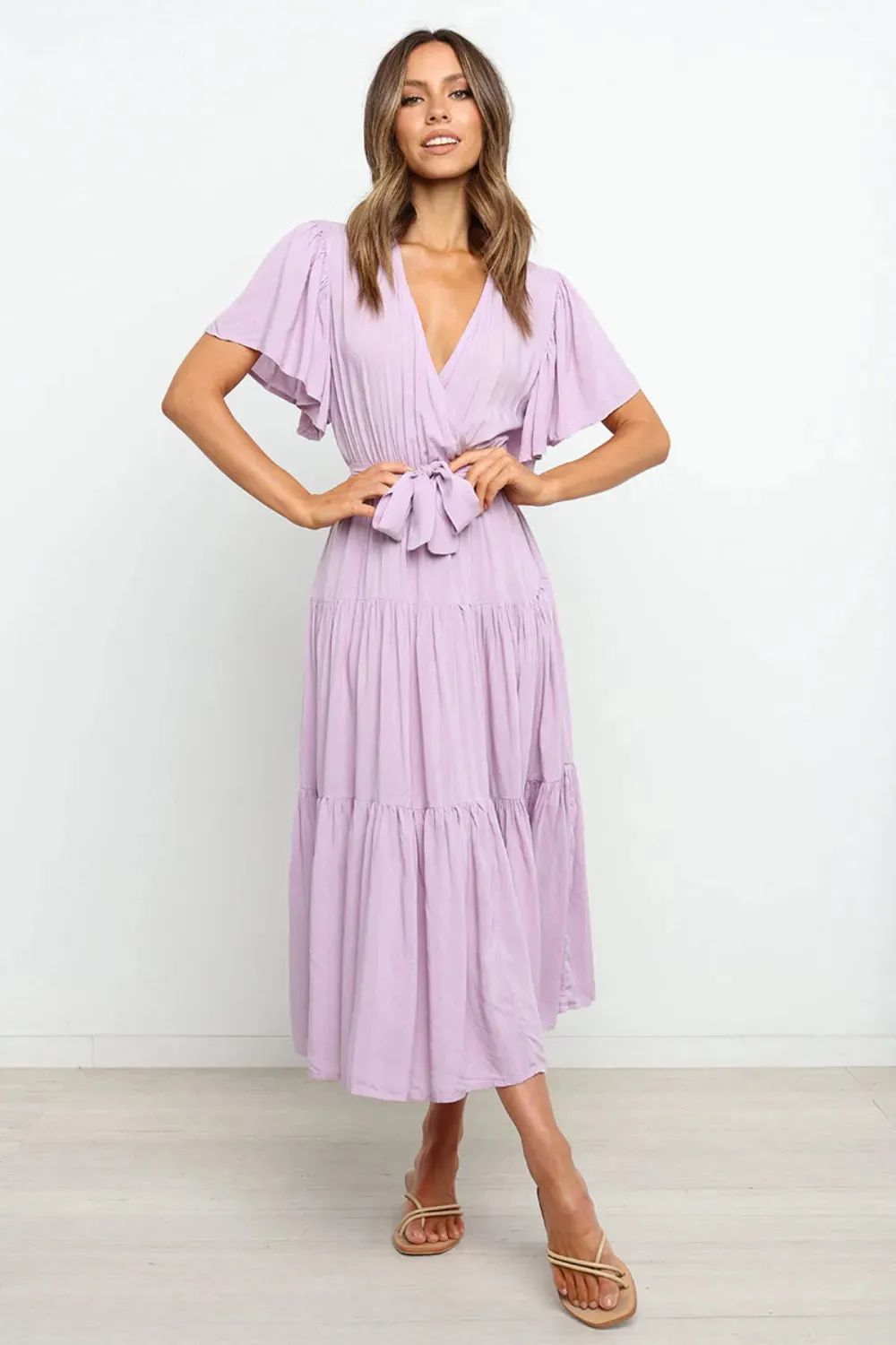 Tied Back Tiered Short Sleeve Midi Dress sold by Gigi Laurent product image thumbnail 2