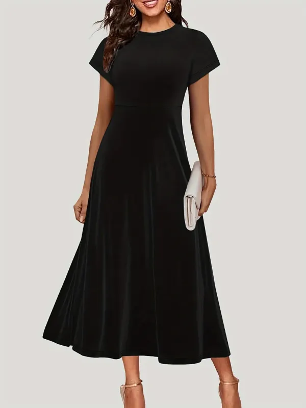 Round Neck Short Sleeve Midi Dress sold by Gigi Laurent