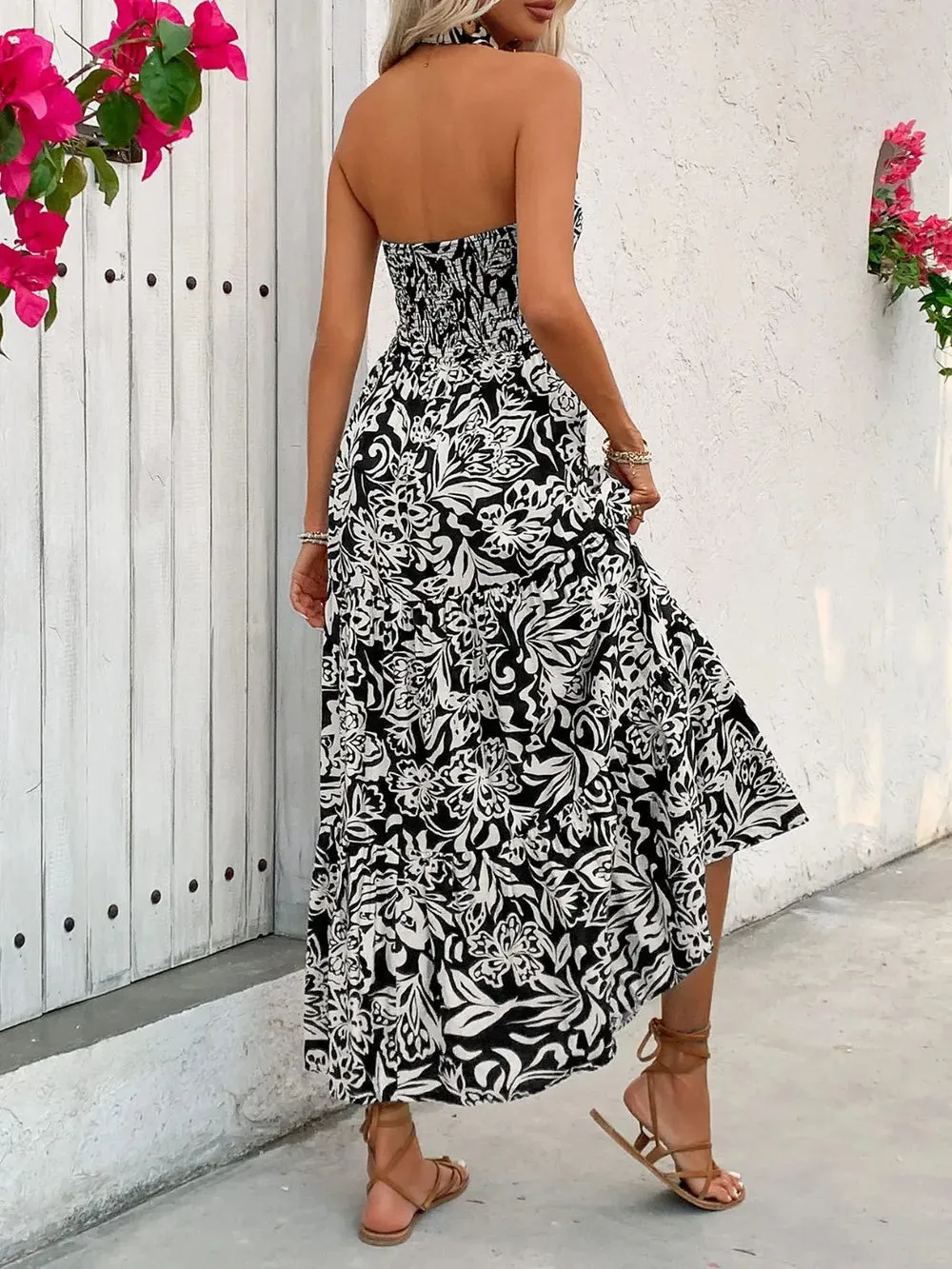 Perfee Backless Smocked Printed Sleeveless Midi Dress sold by Gigi Laurent product image thumbnail 2