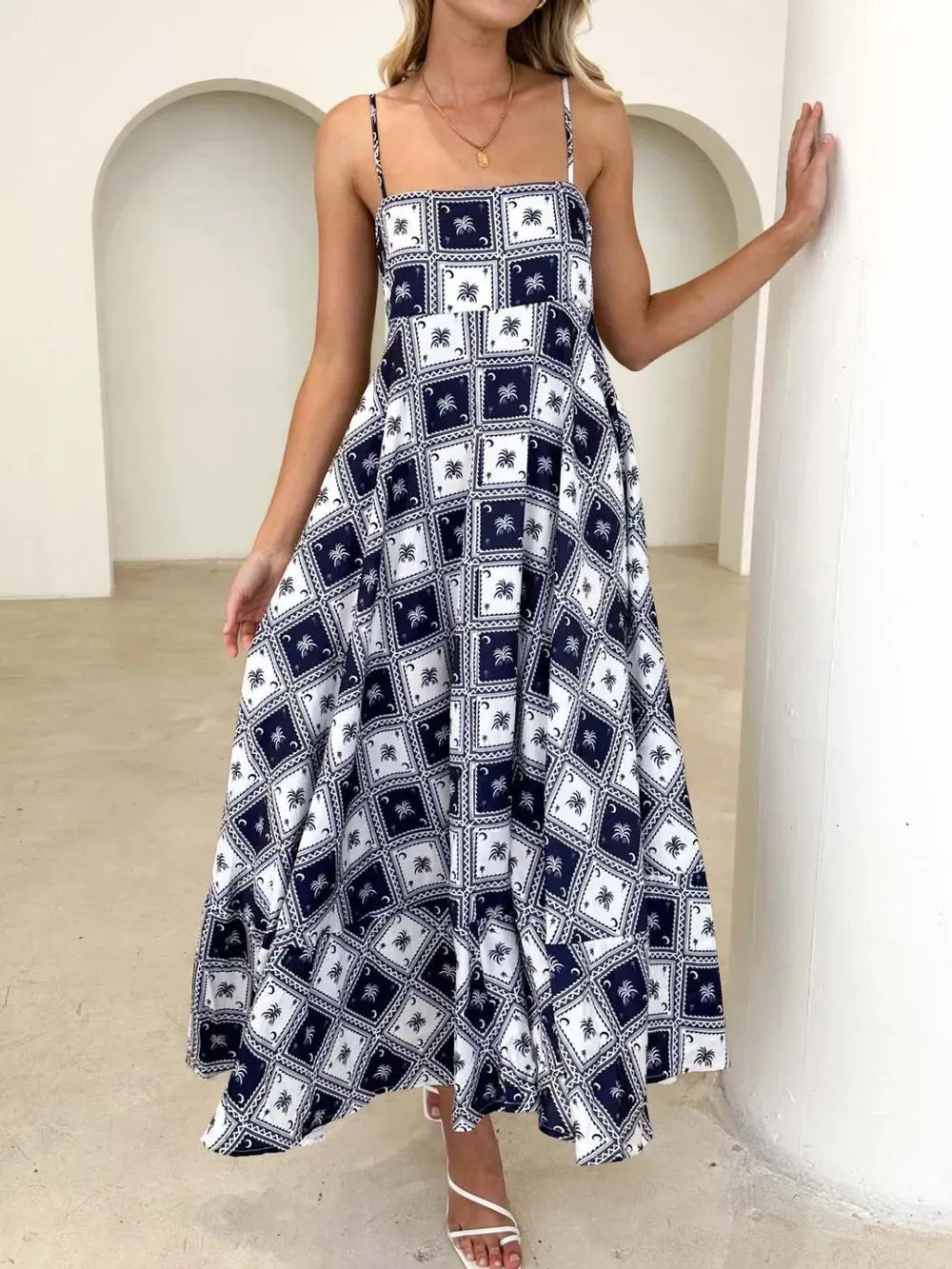 Printed Square Neck Midi Cami Dress sold by Gigi Laurent product image thumbnail 2