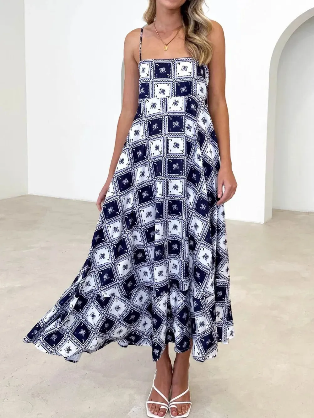 Printed Square Neck Midi Cami Dress sold by Gigi Laurent product image thumbnail 3