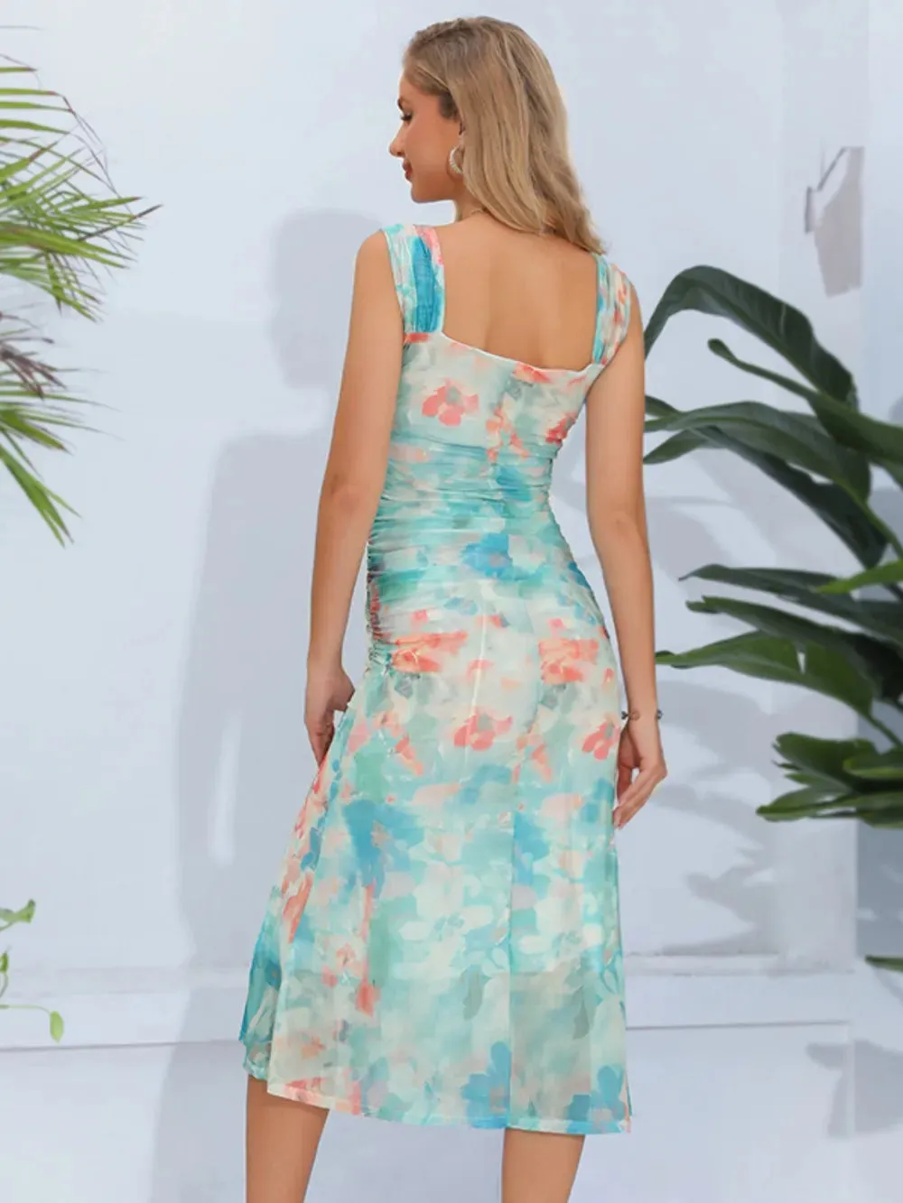 Printed Square Neck Wide Strap Midi Dress sold by Gigi Laurent product image thumbnail 2