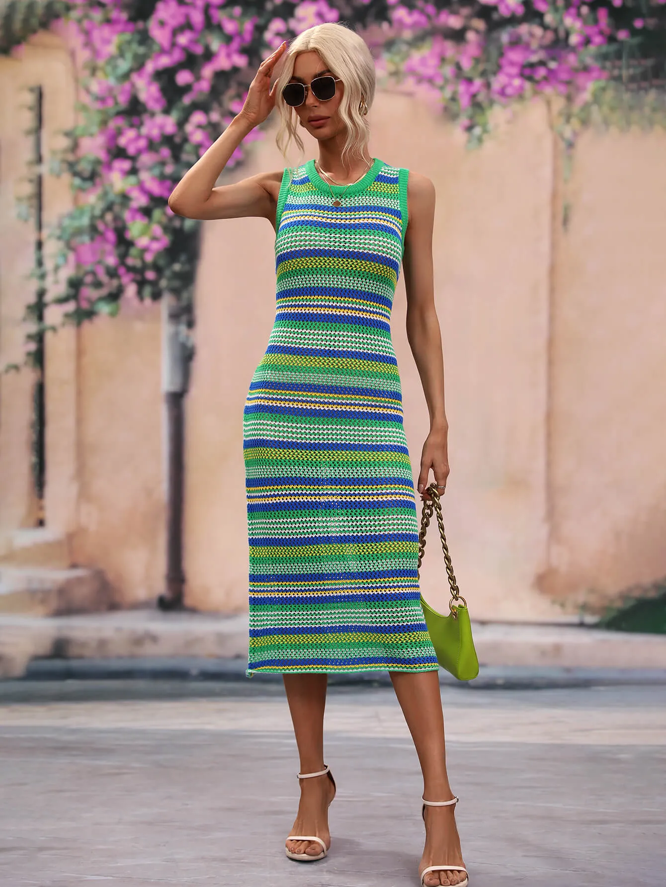 Striped Round Neck Sleeveless Midi Cover Up Dress sold by Gigi Laurent product image thumbnail 3