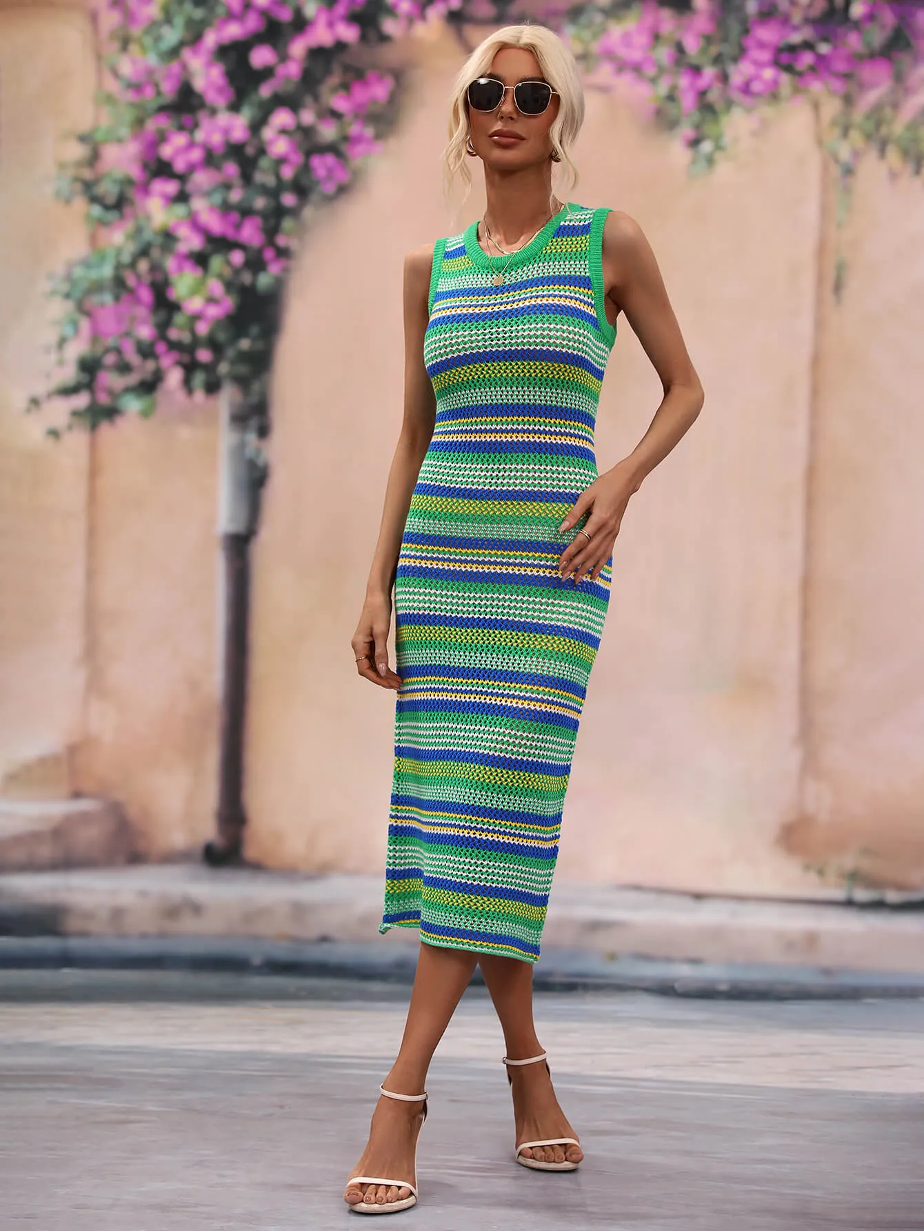 Striped Round Neck Sleeveless Midi Cover Up Dress sold by Gigi Laurent product image thumbnail 5