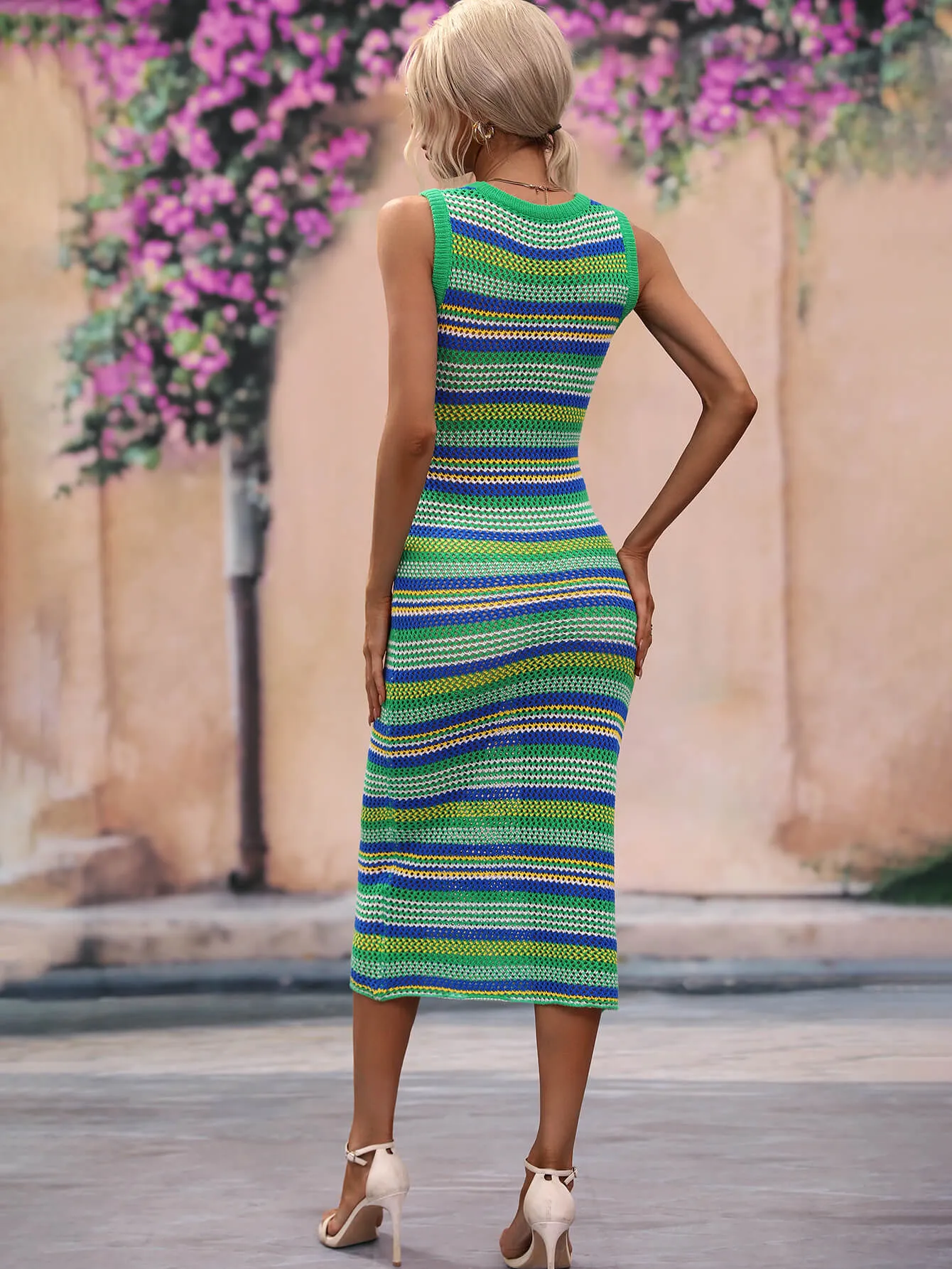 Striped Round Neck Sleeveless Midi Cover Up Dress sold by Gigi Laurent product image thumbnail 2