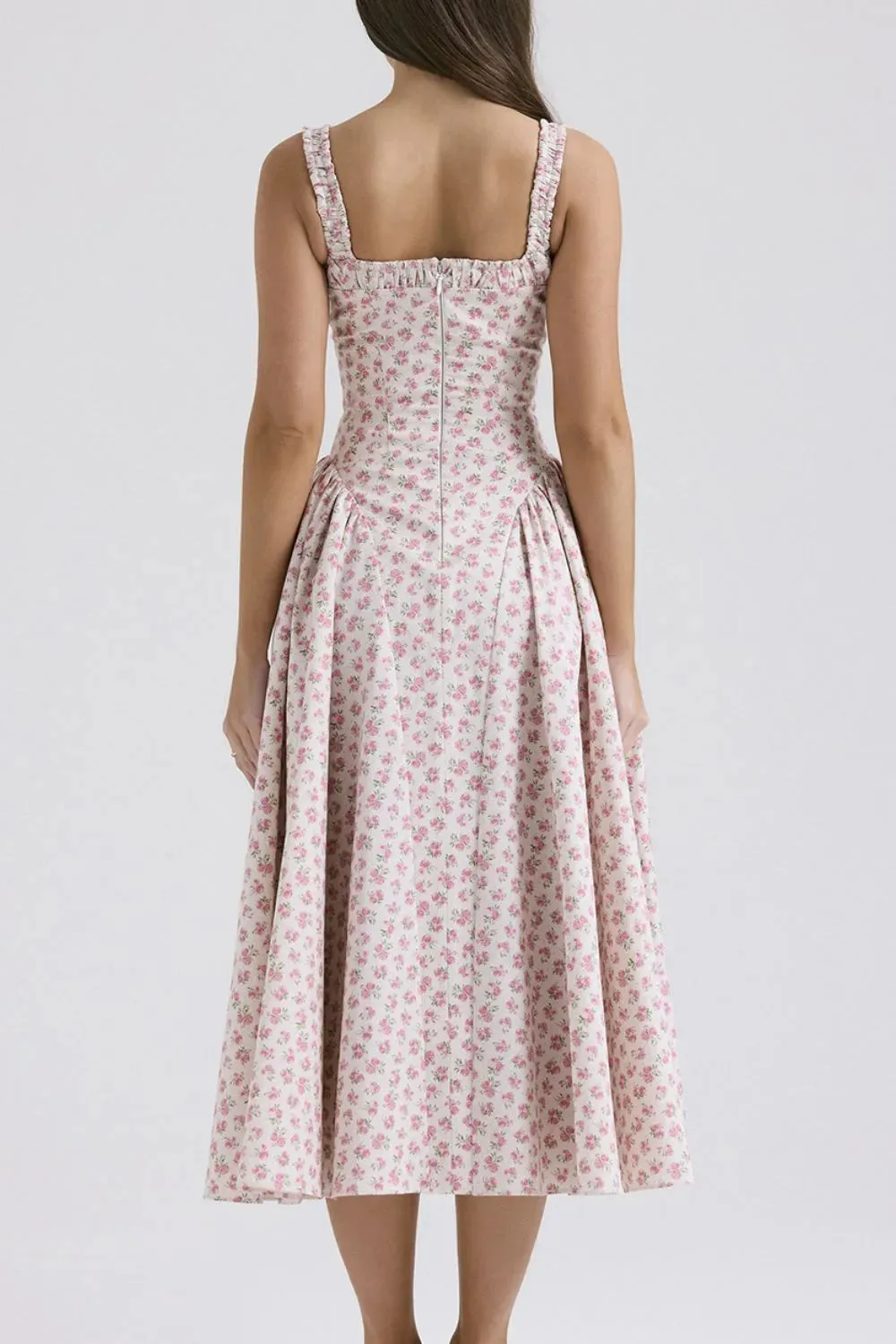 Floral Square Neck Wide Strap Midi Dress sold by Gigi Laurent product image thumbnail 4